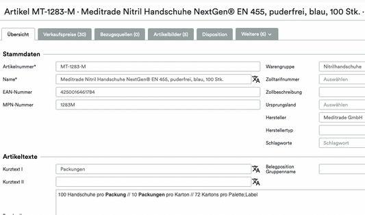 Screenshot einer Webseitenauflistung für „Altruan UnitTable Sync: Weclapp Verpackungseinheiten und Stücklistengenerator“ auf Amazon, einschließlich Produktdetails wie Typ, Größe, Marktplatz.